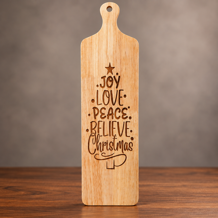 Joy Love Peace Believe Christmas Engraved Long Paddle Board