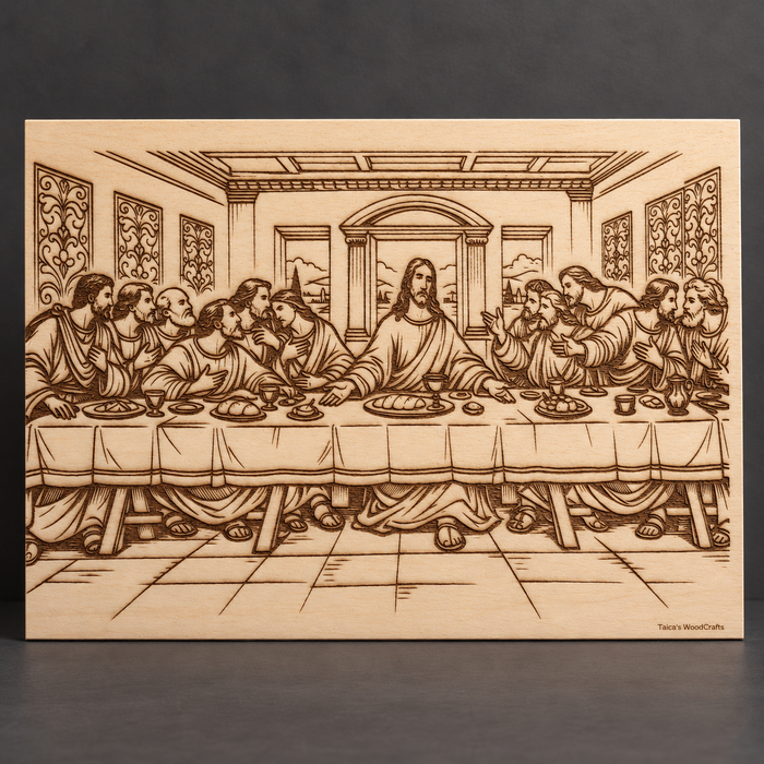 The Last Supper Engraved Wooden Canvas — 8 × 11 in