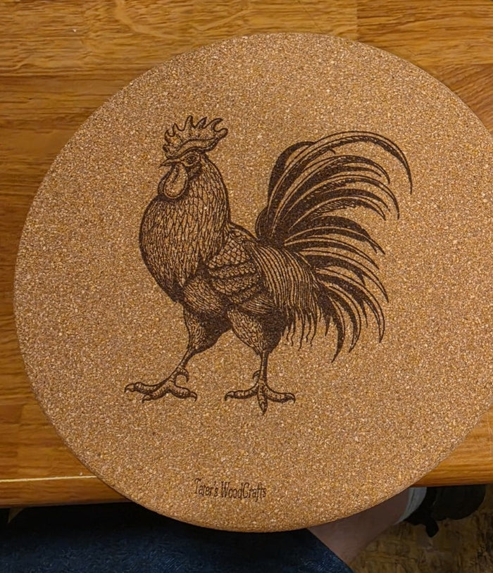 Rooster Cork Trivet — Design 1 product photograph