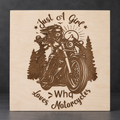 Just a Girl Who Loves Motorcycles Engraved Wooden Sign — 12 × 12 in