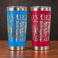 Blue and red America 250 years engraved 20 oz standard tumblers; sold individually
