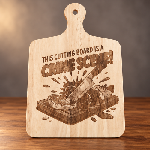 Crime Scene Engraved Handled Cutting Board
