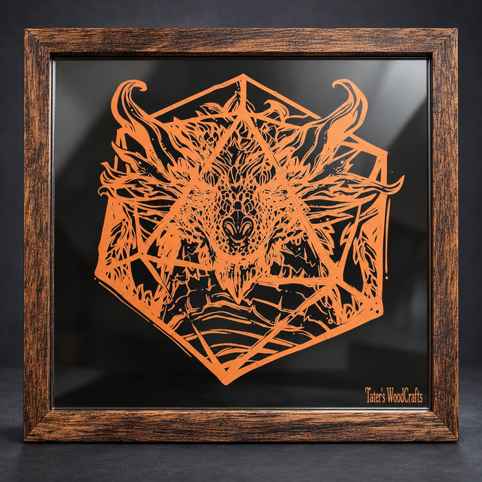 Geometric Dragon Framed Engraved Mirror