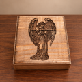 Angel engraved wooden jewelry box