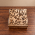 Floral Roses engraved wooden jewelry box