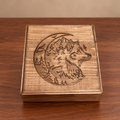 Wolf & Mountains engraved wooden jewelry box