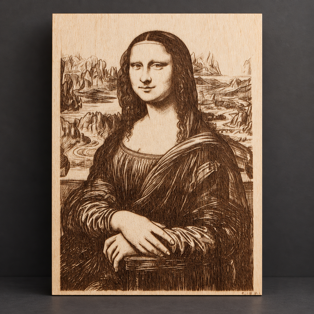 Mona Lisa Engraved Wooden Canvas — 8 × 11 in