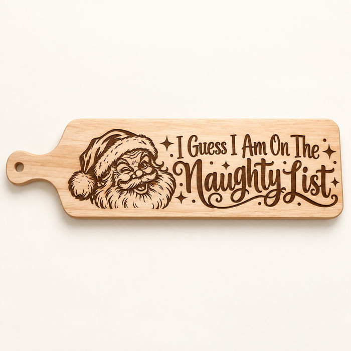 Santa Naughty List engraved wooden paddle