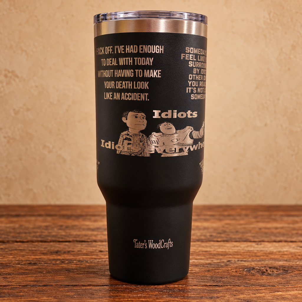 Alternate view of black 40 oz sarcastic quotes engraved tumbler