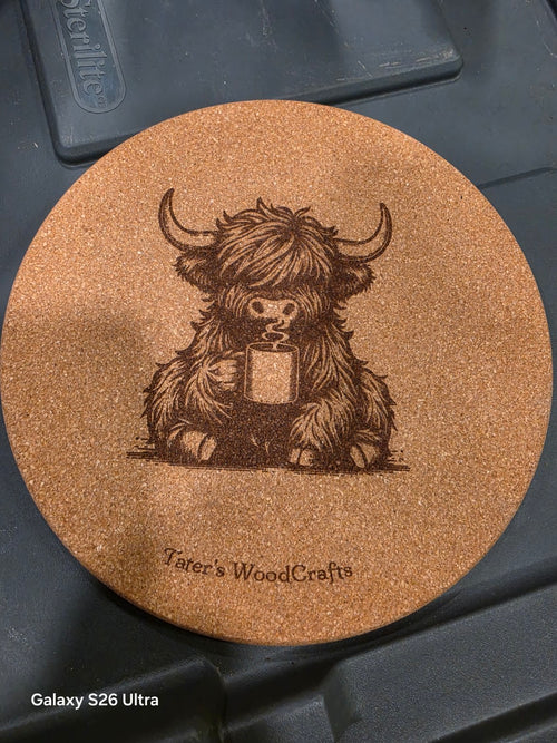 Coffee Highland Cow Cork Trivet product photograph