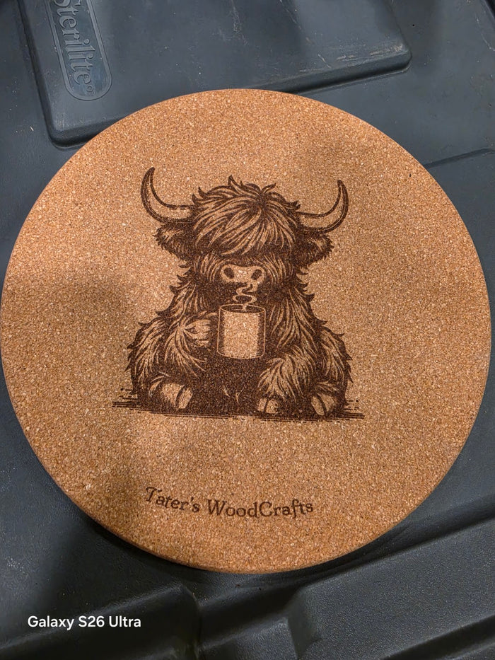 Coffee Highland Cow Cork Trivet product photograph