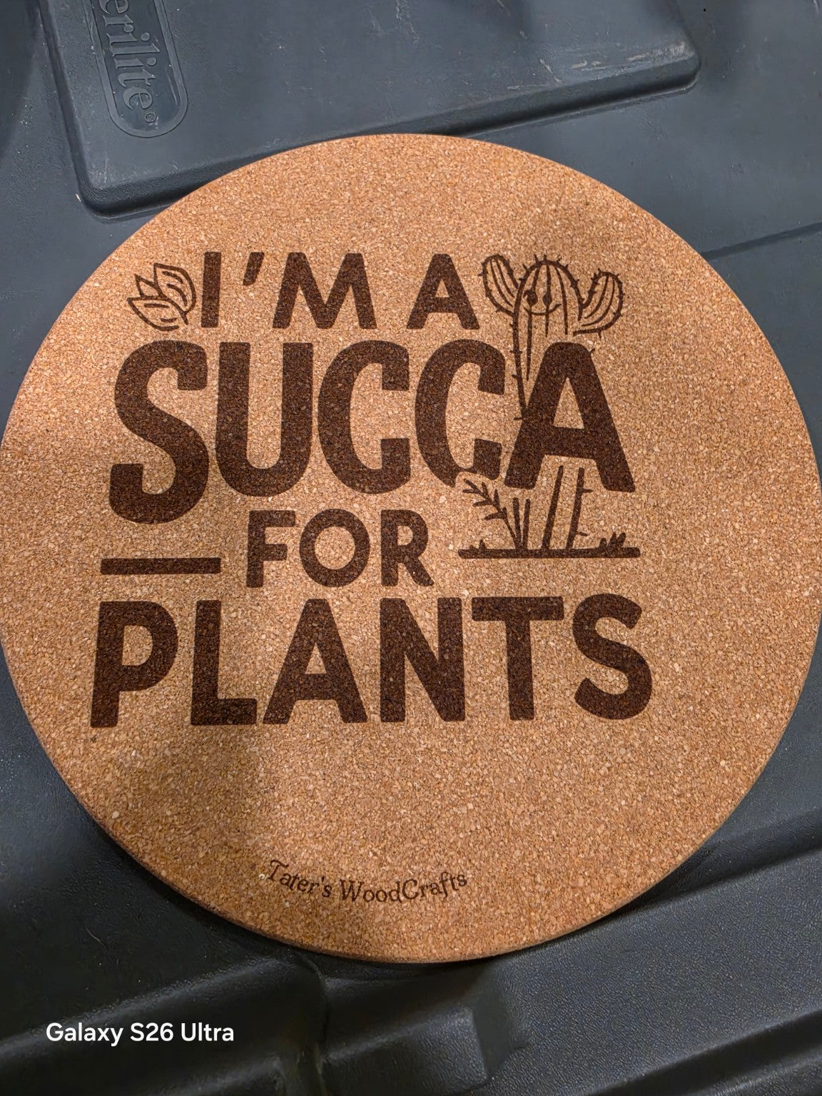 I'm a Succ-a for Plants Cork Trivet product photograph