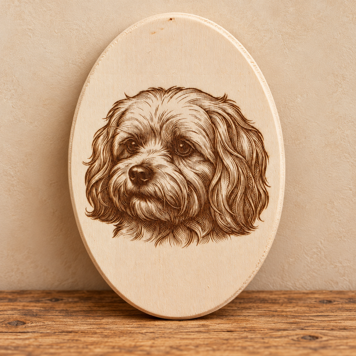 Shaggy Dog Portrait Oval Wooden Plaque