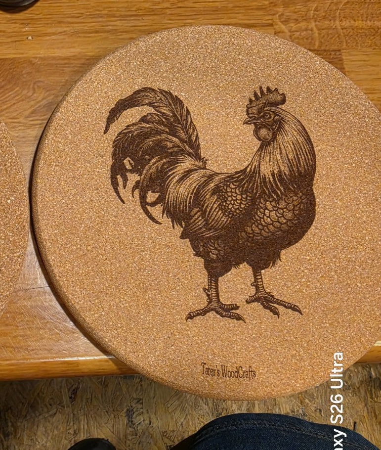 Rooster Cork Trivet — Design 2 product photograph