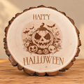 Happy Halloween Engraved Wood Slice on professional rustic display